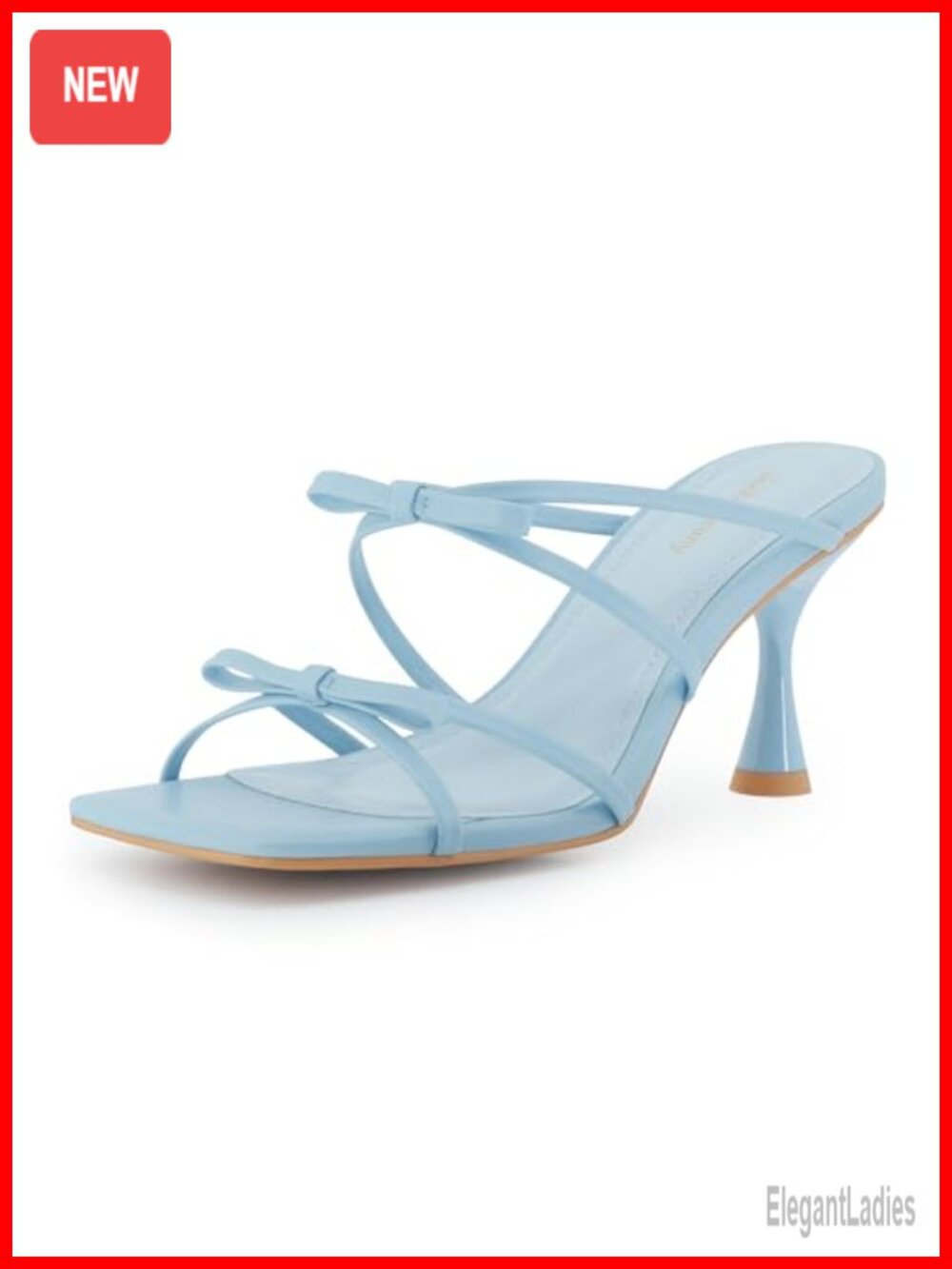 Faux Leather Bow Strappy Kitten Heel Square Toe Dress Sandals